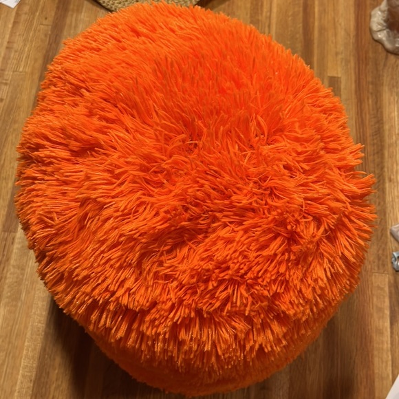 Orange furry pillow or footrest - Picture 2 of 3